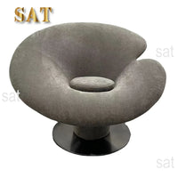 #y Elegant Accent Casual Black  Leather Lounge Chairs Single Sitting Room Arm Chair Living Room steel Flower fiberglass Armchair