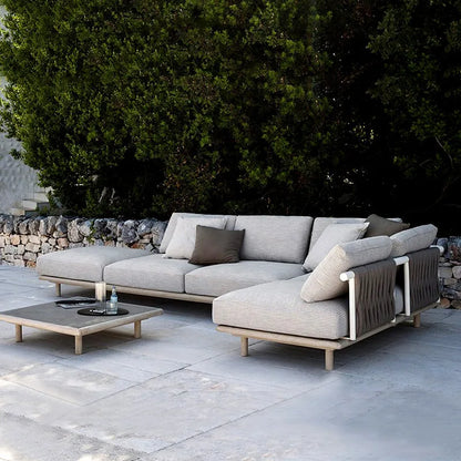 Outdoor courtyard rattan solid wood sofa rattan chair corner combination furniture