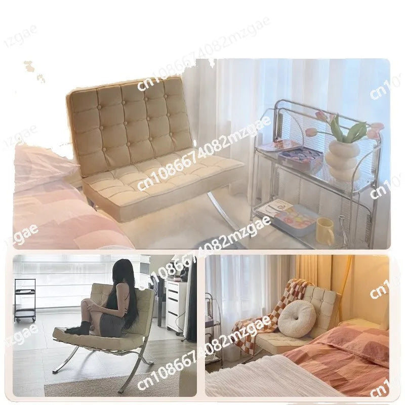 Light luxury small sofa chair Barcelona chair single living room bedroom designer lazy leisure sofa recliner