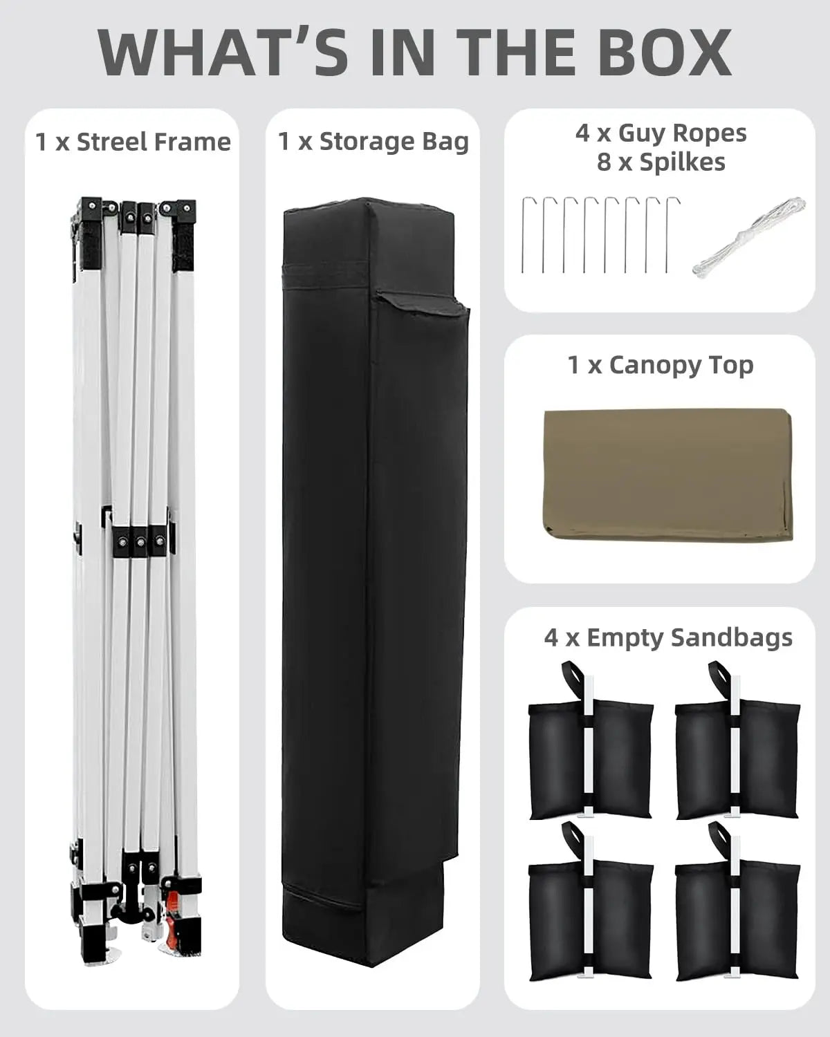10x10 FT Pop Up Canopy Tent with 3 Adjustable Heights – Outdoor Sun Shade Shelter, 4 Sandbags & Carry Bag, for Parties & Events