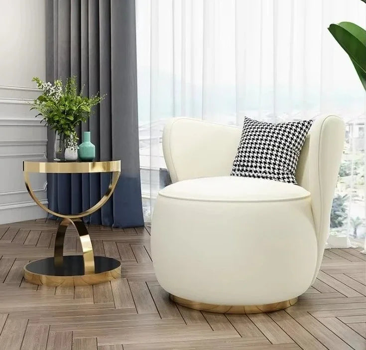 -Italian Style Luxury Lounge Chair Living Room Chair Sofa Stainless Steel Interior Armchair Home Hotel