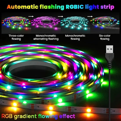 WS2812B LED Strip Lights 1-20M 5V RGB IC Music Sync Color Changing Magic Color Flexible Ribbon for Bedroom Kitchen TV Backlight