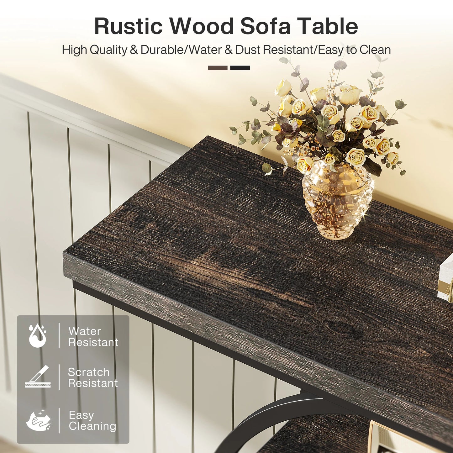 Console Table, 4-Tier Entryway Table, 41.3-Inch Industrial Sofa Table for Living Room, Foyer Hallway Table for Entrance