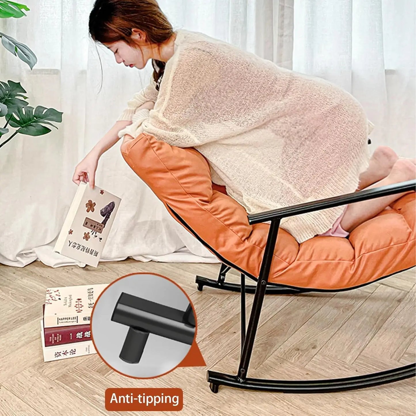 Lazy Rocking Chair Washable Technology Cloth Relaxation And Comfort Lounge Chairs 5 Angle Adjustment Detachable Recliner Chair