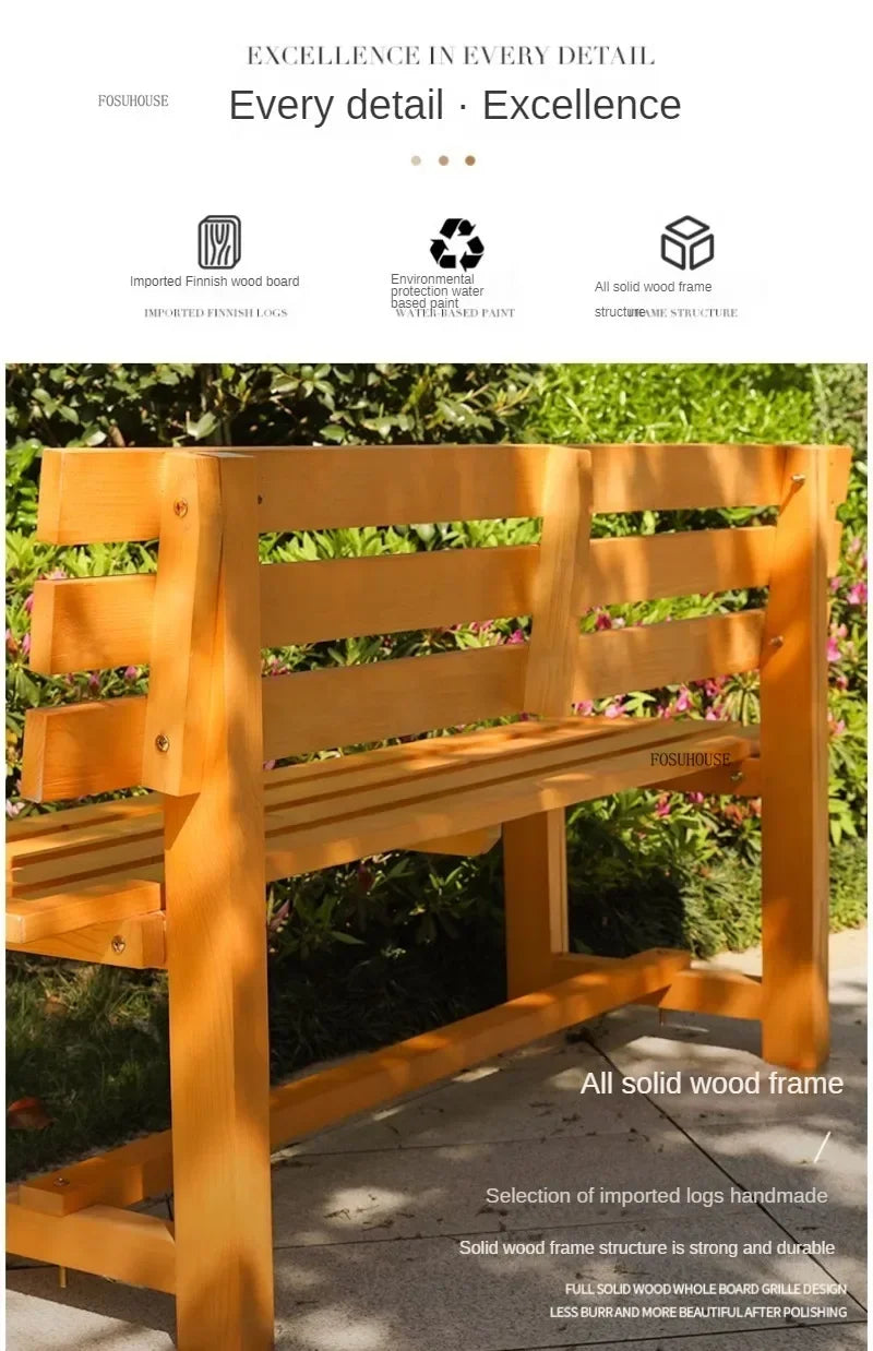 Chaises de jardin d'extérieur en bois antiseptique, banc de cour, villa, chaises de loisirs avec dossier, mobilier d'extérieur, balcon de maison, chaises longues Y