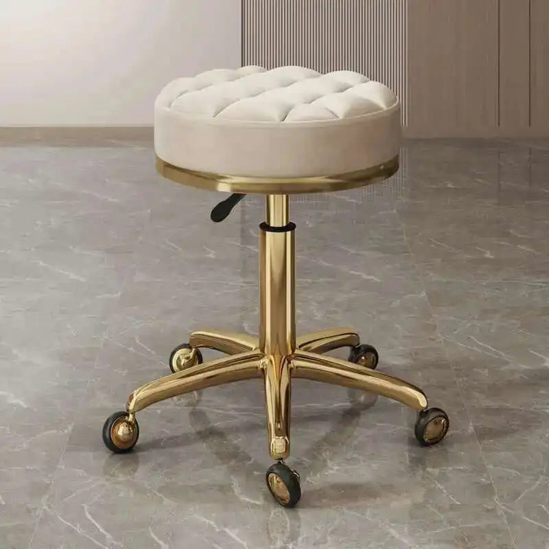 Barber Nail Salon Chair Swivel Wheels Rotating Salon Hair Stylist Barbershop Equipment Furniture Professional Rolling Silla