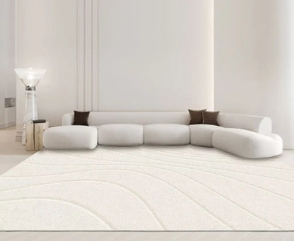 Modern White Minimalism Large Living Room Carpet Light Luxury Beige Decoration Bedroom Carpet Soft Lounge Rug Washable Floor Mat