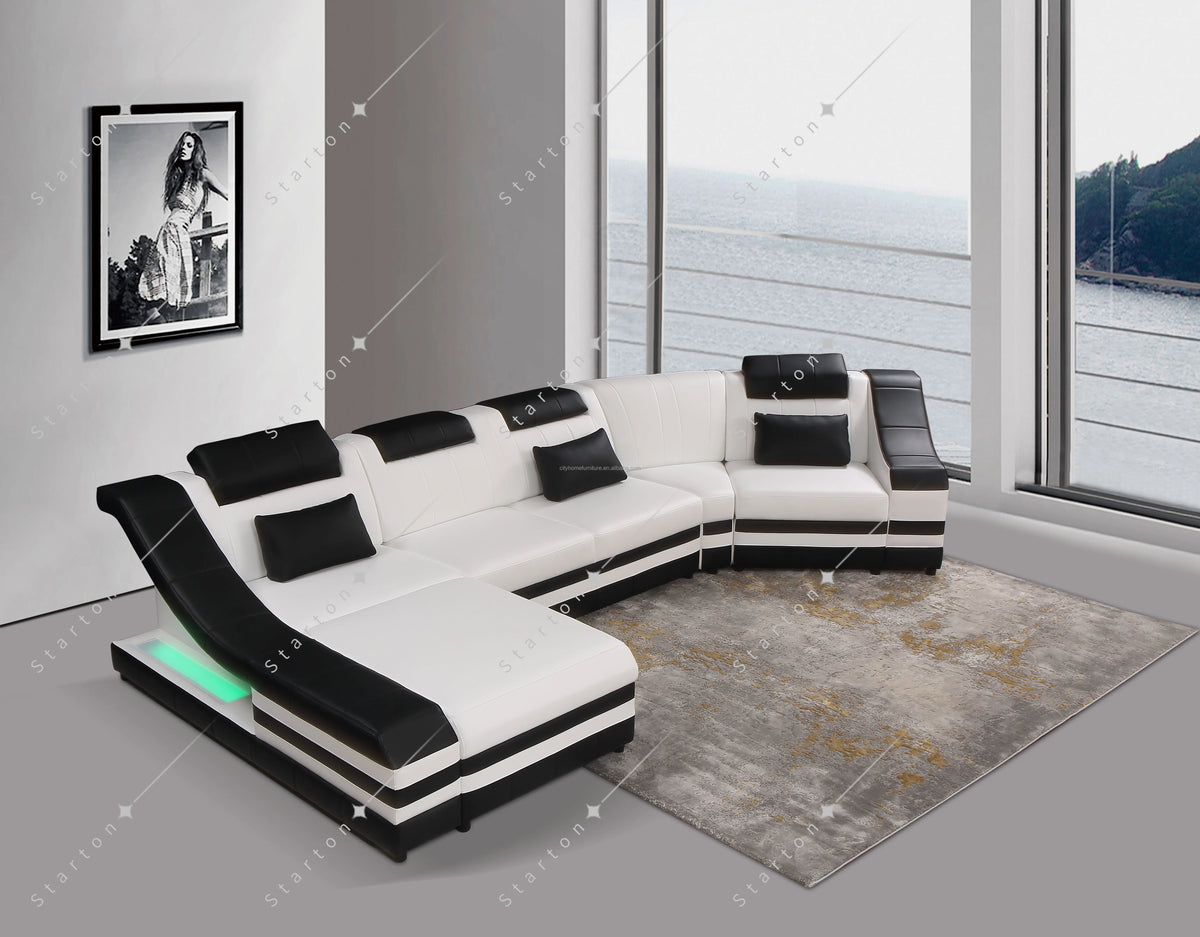 Genuine Leather White Sofa Living Room Furniture Cream Modern Pu Leather Sofa Set