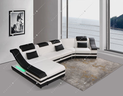 Genuine Leather White Sofa Living Room Furniture Cream Modern Pu Leather Sofa Set