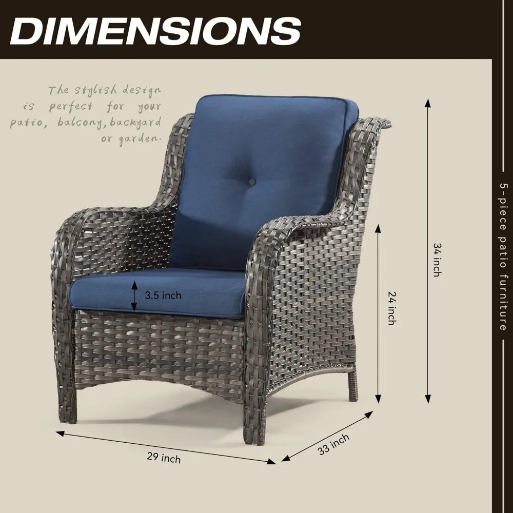 Outdoor Wicker Chair Rattan Patio Dining Chairs PE Wicker Patio Chairs with Seat Cushions