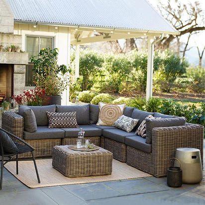 Rattan Furniture Modern Style L Shape Patio Outdoor Sofa Garden Rattan Wicker Furniture Lounge Sets
