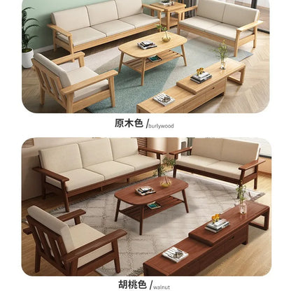 Solid wood sofa simple modern living room small apartment three-person winter and summer dormitory bed and breakfast sofa