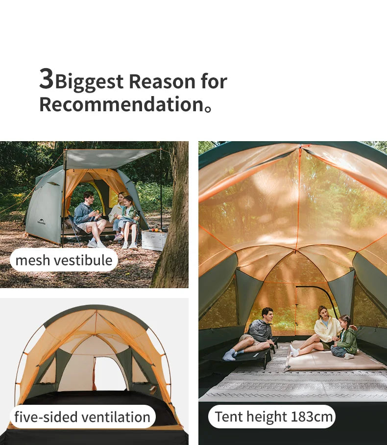 Naturehike 8-10 Person Tent Kota Cloud Casual Tent Outdoor Camping Hiking Travel Gazebo Tents Big Space Waterproof Breathable