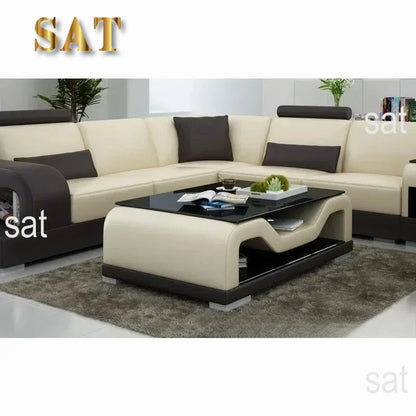 Modern LED Lighted Sofa Set with Recliner, Adjustable Headrest & Console | Luxury Leather Sectional Couch | Futuristic Furniture