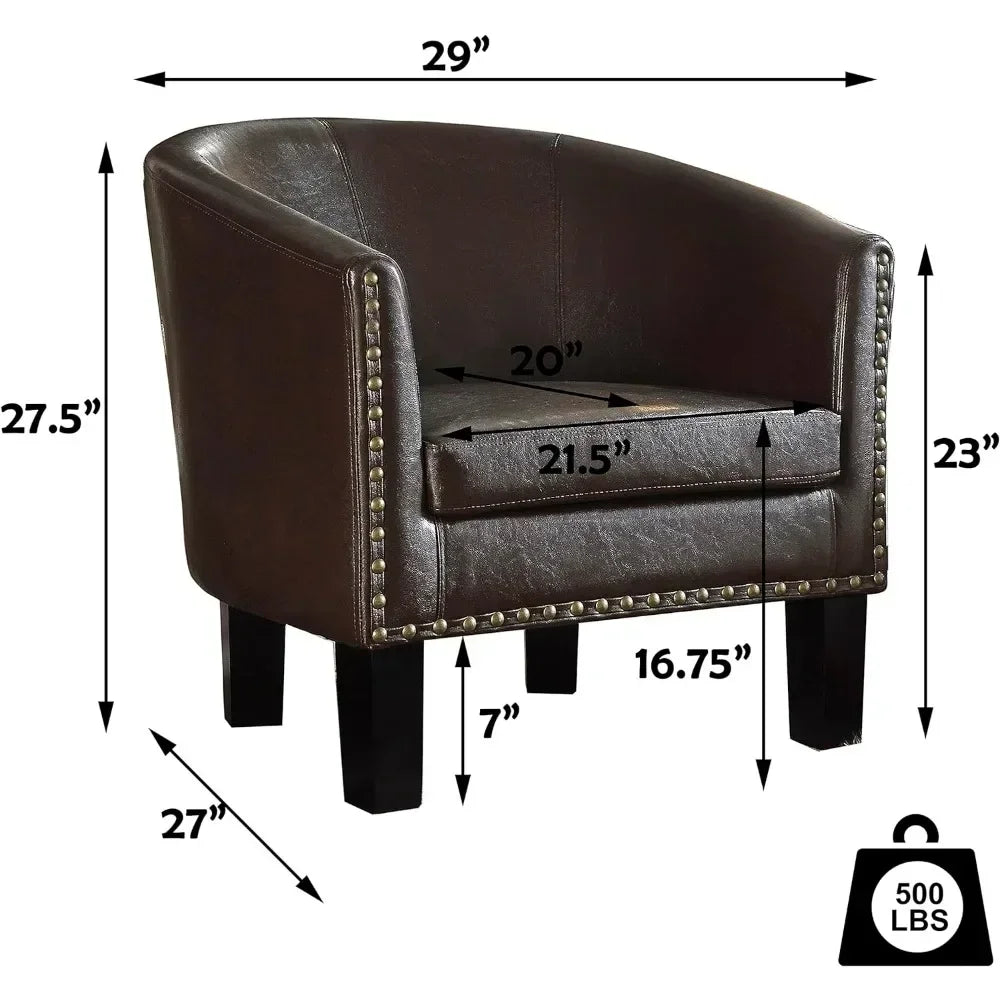 -Living Room Chairs Relaxing Chair Chaise Longisers Dark Brown Faux Leather Upholstery Chairs Club Style Armchairs Furniture Hom