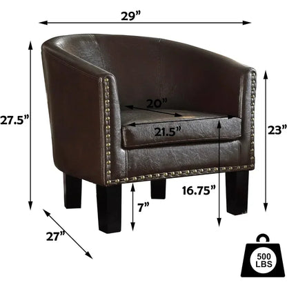 -Living Room Chairs Relaxing Chair Chaise Longisers Dark Brown Faux Leather Upholstery Chairs Club Style Armchairs Furniture Hom