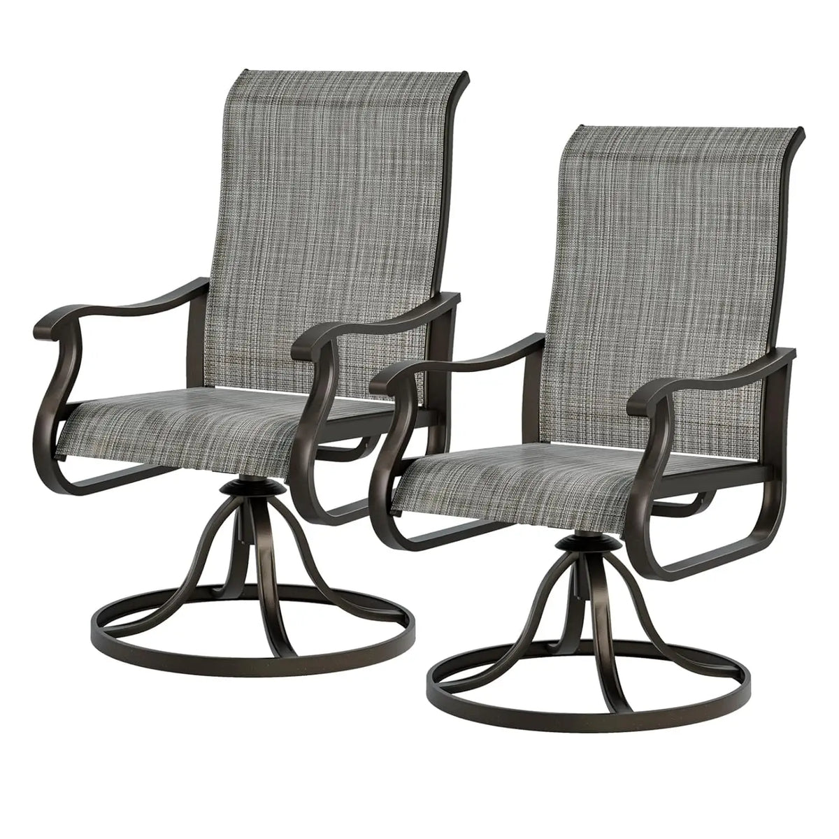 Patio Swivel Chairs Set of 2, Outdoor Dining Chairs High Back with Padded All Weather Breathable Textilene, Customized
