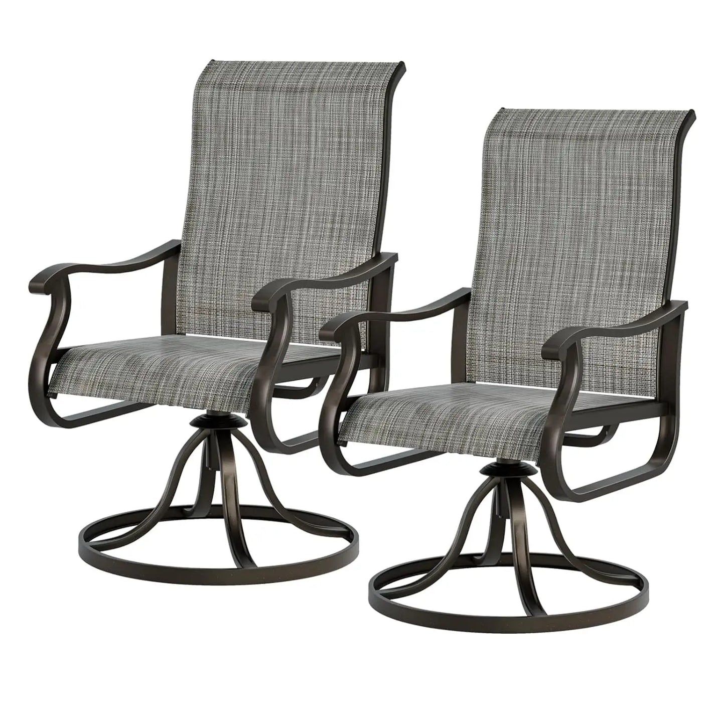 Patio Swivel Chairs Set of 2, Outdoor Dining Chairs High Back with Padded All Weather Breathable Textilene, Customized