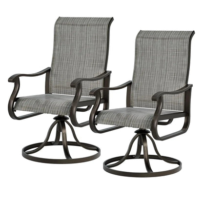 Patio Swivel Chairs Set of 2, Outdoor Dining Chairs High Back with Padded All Weather Breathable Textilene, Customized