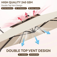 9x12 FT Patio Umbrella, Large Cantilever Rectangular Double Top Heavy Duty Offset Umbrellas with 360° Rotation, Outdoor shade