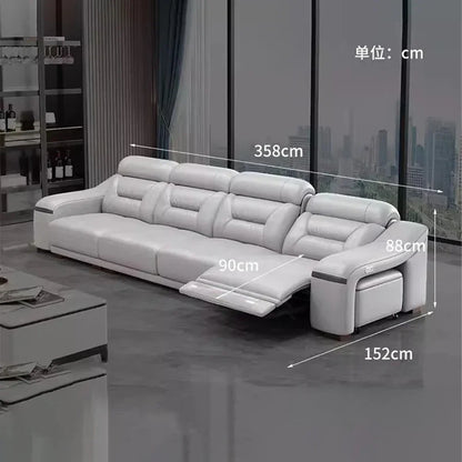 MINGDIBAO Genuine Leather Living Room Sofa Set Power Reclining Couch Electric Recliners with Stool Seating Room, Sofa Reclinable