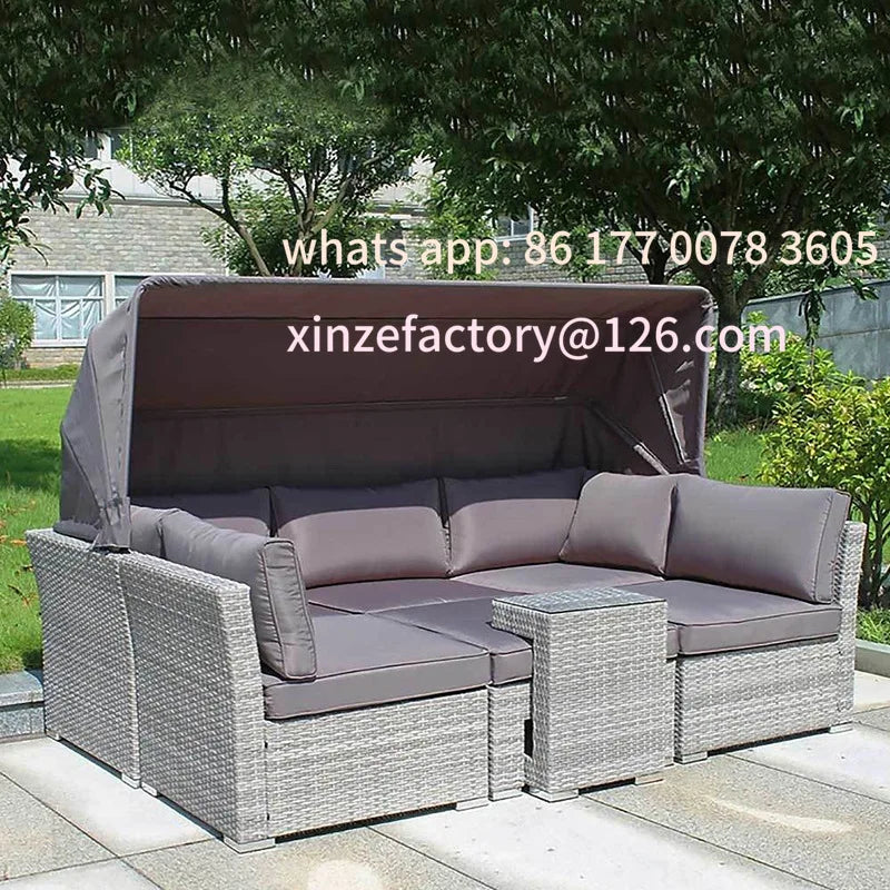 Customizable outdoor sofa waterproof sunscreen garden courtyard rattan chair open-air balcony outdoor rattan sofa coffee table c