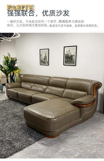 leather sofa modern simple living room combination small apartment Nordic first-layer cowhide princess corner furniture