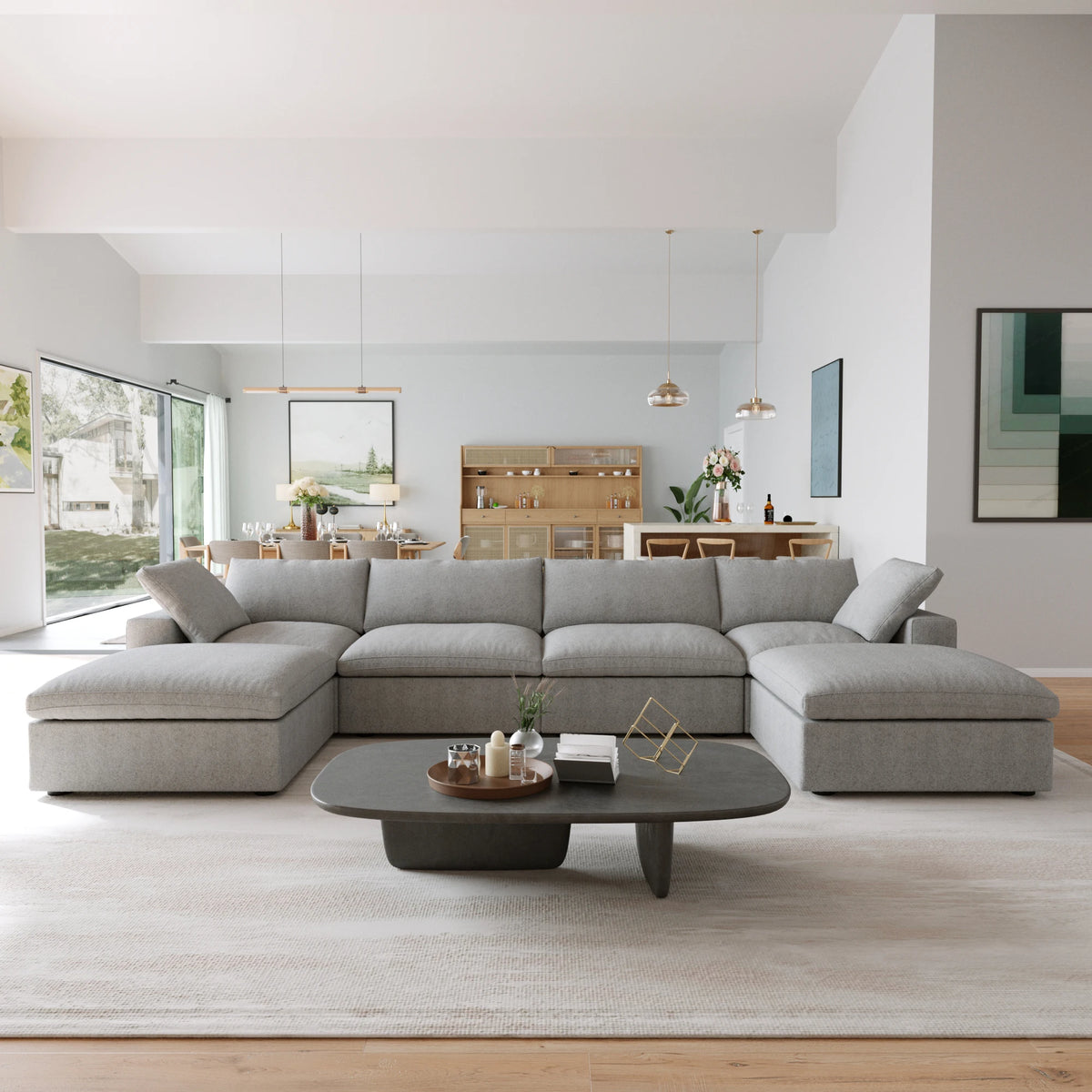 Cloud Modular Sectional Sofa with 2 Storage Ottomans 160.6