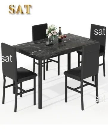 # Hot Dining Table Set For 4, Kitchen Tables And Chair For 4, Glass Dining Room Tables & PU Leather Metal Chairs, Table And Chai