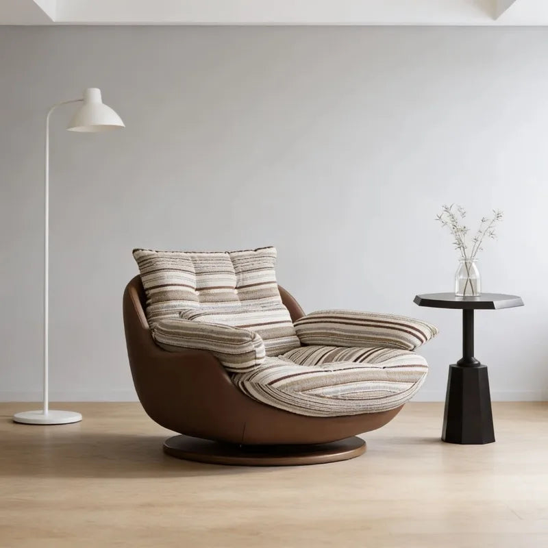 High-end nest chair, antique sofa chair, living room balcony household light luxury fabric single rotating leisure chair