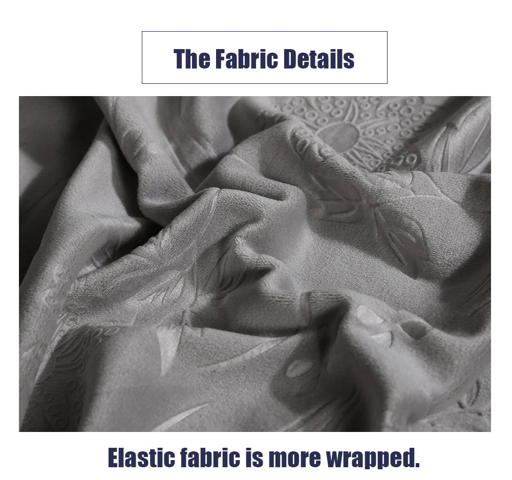 Elegant Stretchable Sofa Cover with Skirt for 1/2/3/4 Seater Soft Velvet Non-Slip Elastic Luxury Solid Color
