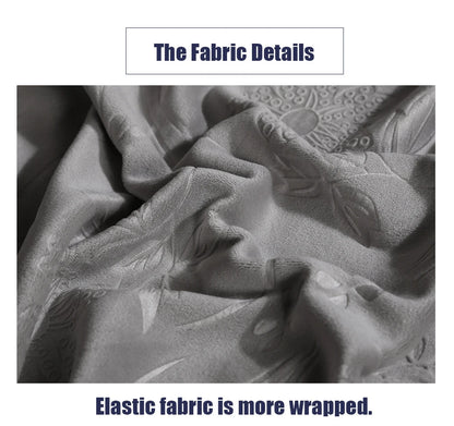 Elegant Stretchable Sofa Cover with Skirt for 1/2/3/4 Seater Soft Velvet Non-Slip Elastic Luxury Solid Color