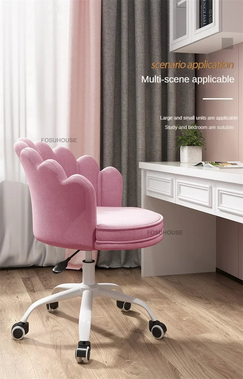 Creative Simple Fabric Petal Office Chairs Household Bedroom Gaming Chairs Lift Backrest Computer Chair for Study Desk Chair WW