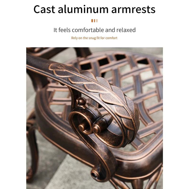 Cast Aluminum Outdoor Chair Set of 2 Beautifully Carved All Weather Patio Chairs Metal Bistro Chairs for Garden Porch Backyard