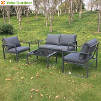Factory Price Comfortable Luxury 4pcs Aluminum Outdoor Living Poolside Beach Patio Garden Sectional Sofa Set
