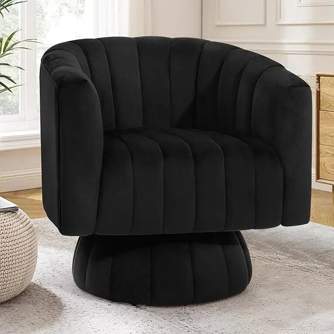 Mid-Century Swivel Barrel Chair with Armrests, Overstuffed Velvet, 360° Rotation, Suitable for Living Spaces，Customized