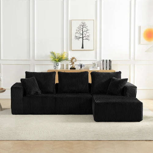 Modular Sectional Sofa, Modern Corduroy Cloud Couch with Deep Seat, Upholstered 4-Seater Sofa for Living Room