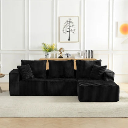 Modular Sectional Sofa, Modern Corduroy Cloud Couch with Deep Seat, Upholstered 4-Seater Sofa for Living Room