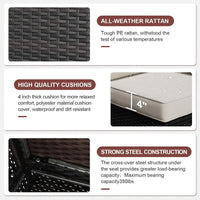 8-Piece Outdoor Patio Furniture Set with Fire Pit, Sectional Wicker Sofa, Conversation Area for Backyard