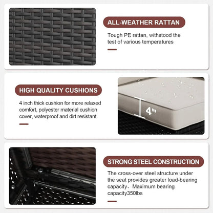 8-Piece Outdoor Patio Furniture Set with Fire Pit, Sectional Wicker Sofa, Conversation Area for Backyard