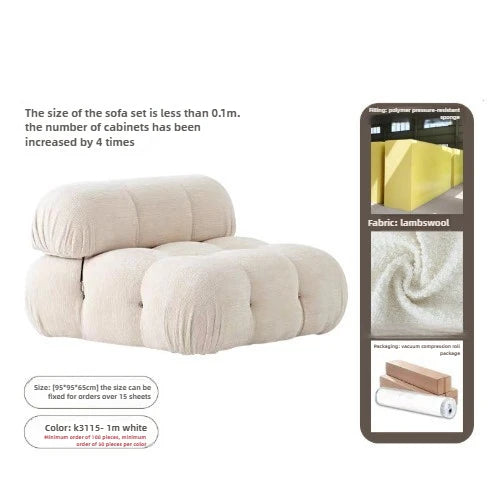 Italian Luxury Modular Sofa Vacuum Compressed Tufted Lazy Sofa Bread Design for Living Room