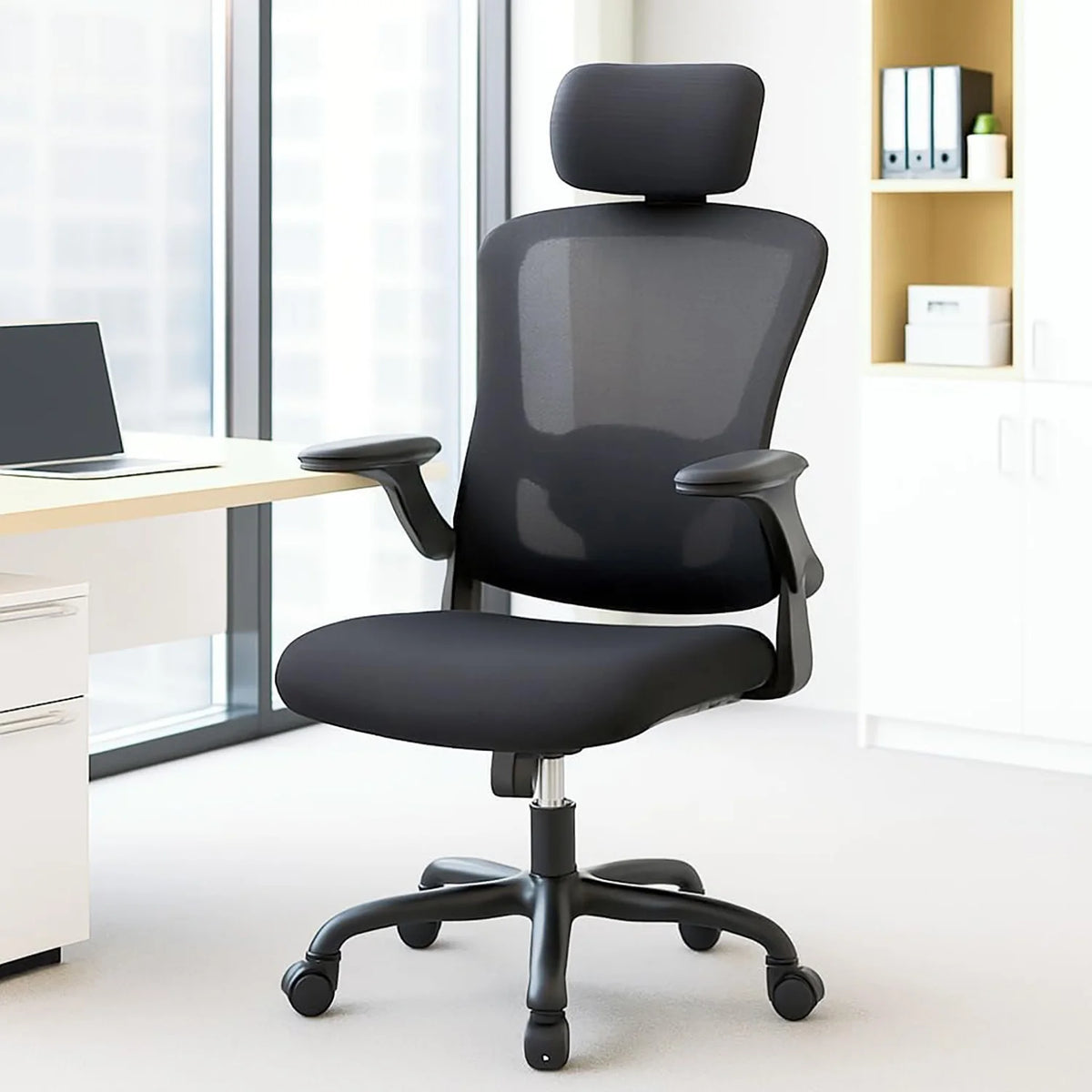 Office Computer Desk Chair Ergonomic Office Chair High-Back Mesh Home Office Chair With Adjustable Headrest And Lumbar Support