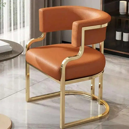 Luxury golden Dining Chairs wrought Iron Backrest Armchair Kitchen Modern Dining Room Furniture Home Bedroom Salon Makeup Chair