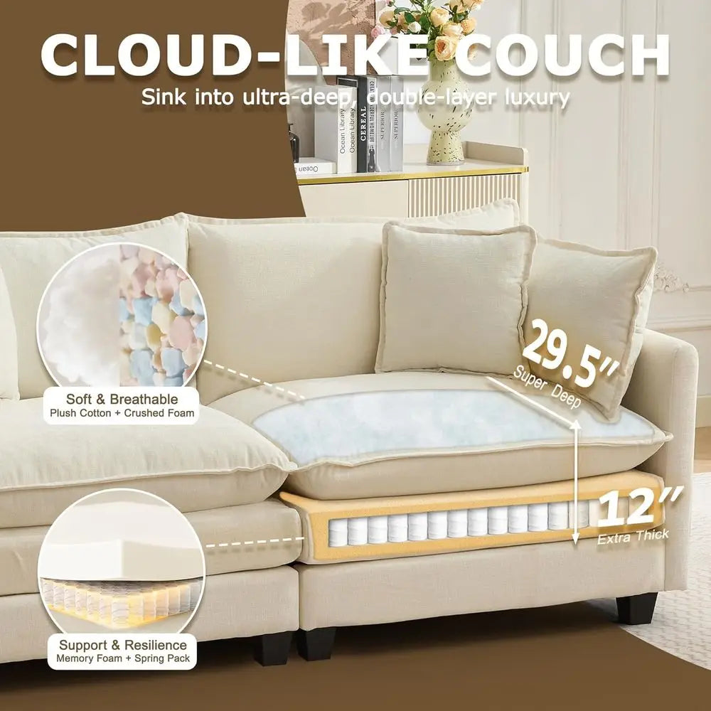 78 Sectional Sofa, Cloud-Soft Loveseat, Deep Seating Chenille Fabric Sofa with Throw Pillows, 2-Seat Couches for Living Room or