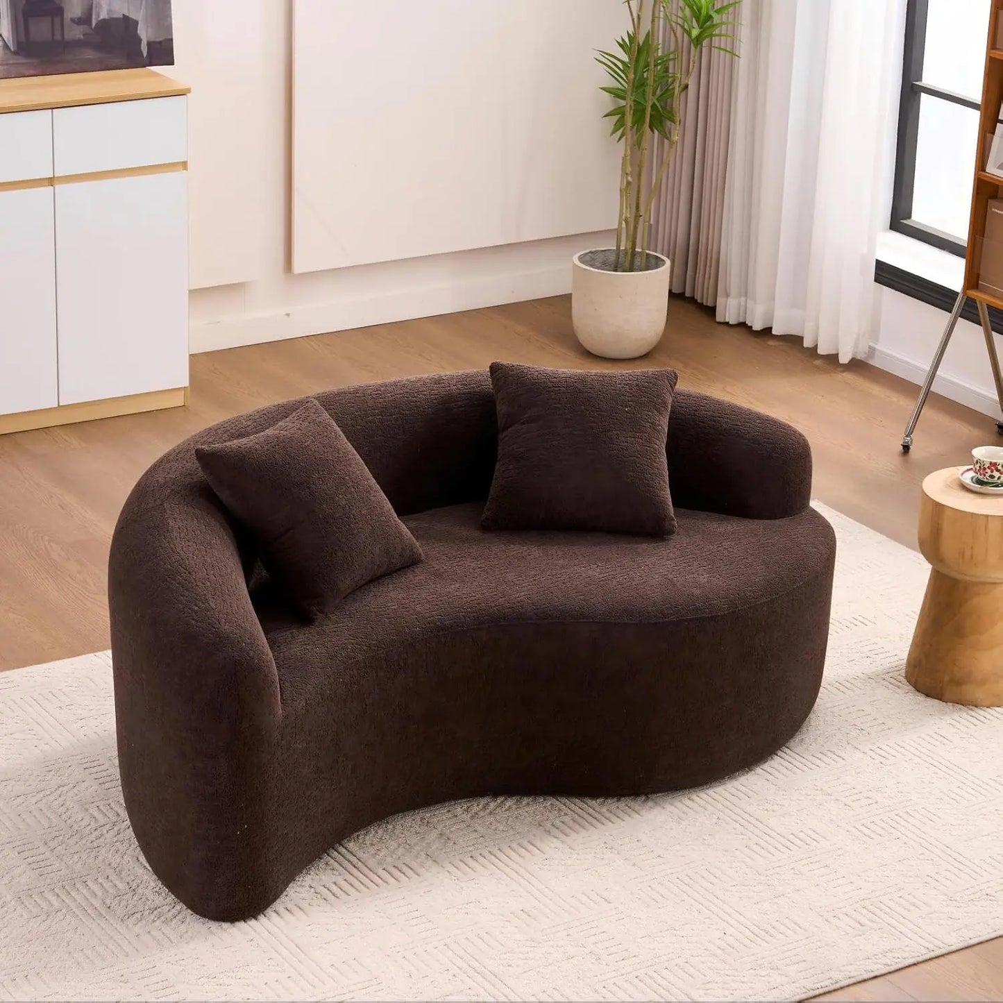 66.9'' Modular Sectional Loveseat, Chenille Upholstered Boneless Curved Loveseat with Deep Seat,Combination Round Sofa