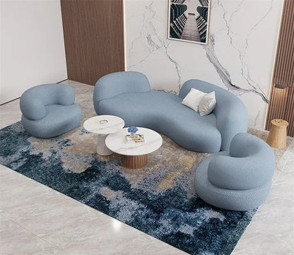 Modern Simple Fabric Curved Living Room Sofas for Home Furniture Luxury Nordic Lambswool Sofa Clothing Store Creative Sofa v
