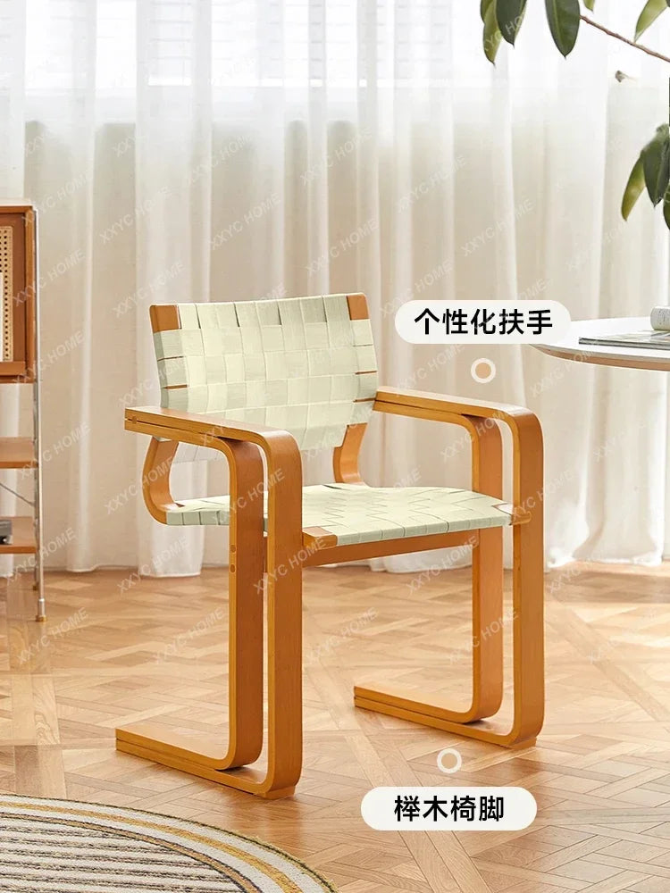 Danish Design Mid-Ancient Dining Chair Solid Wood Armrest Armchair Subnet Red Ins Simple Desk Chair