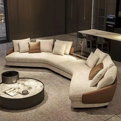Sofa Italian leather fabric arc, sofa combination large apartment villa light luxury sofa