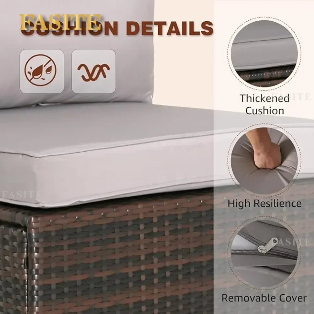 7 Pieces Patio Furniture Set Sofa Chair