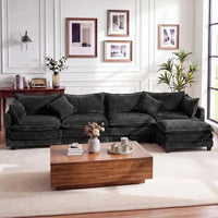 143 L Shaped Modular Sectional Couch, Comfy Corduroy Upholstered Cloud Couches for Living Room, Modern 3 Seater Sofa with Movab